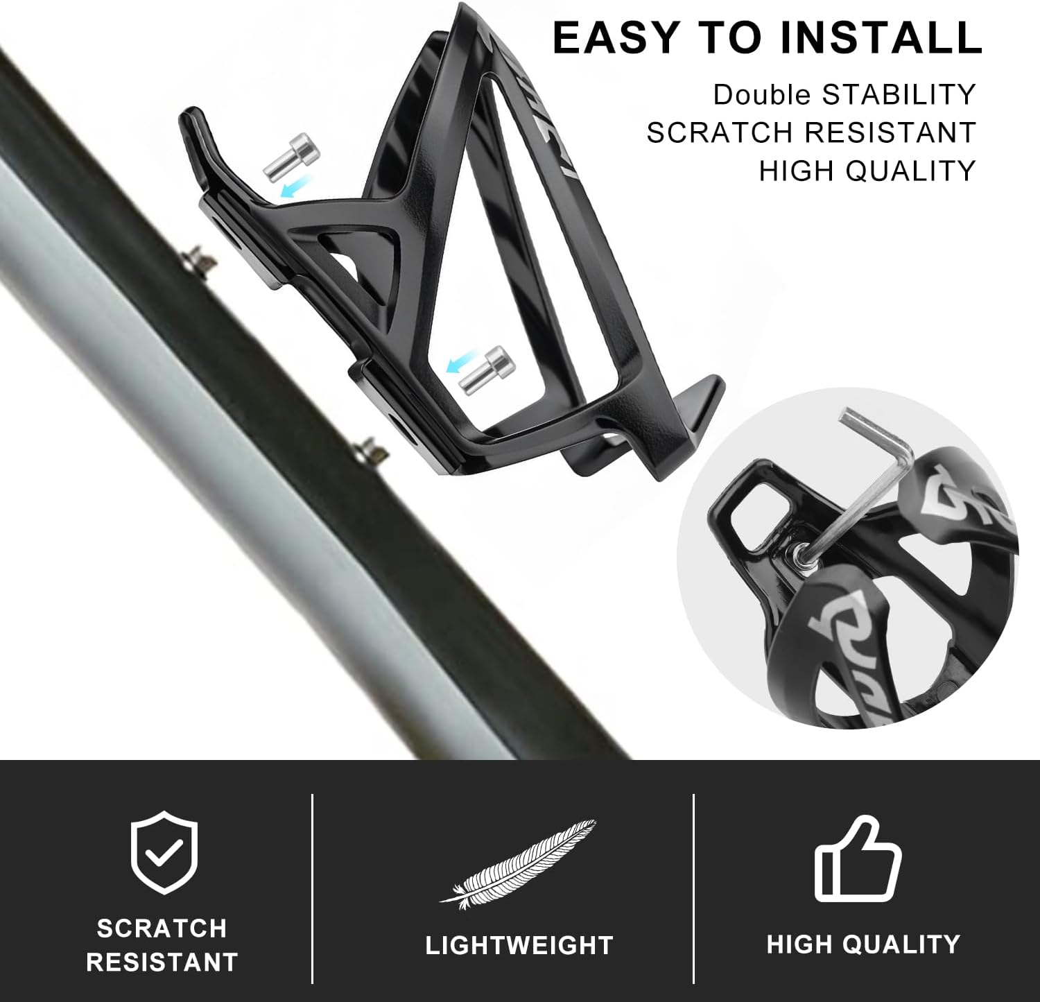 Bike Water Bottle Holder,Ultra-Light Bike Cup Holder with Screws,Bike Accessories for Adults& Kids,Cycling Bike Water Bottle Cages for Road, Mountain Bike (Black)