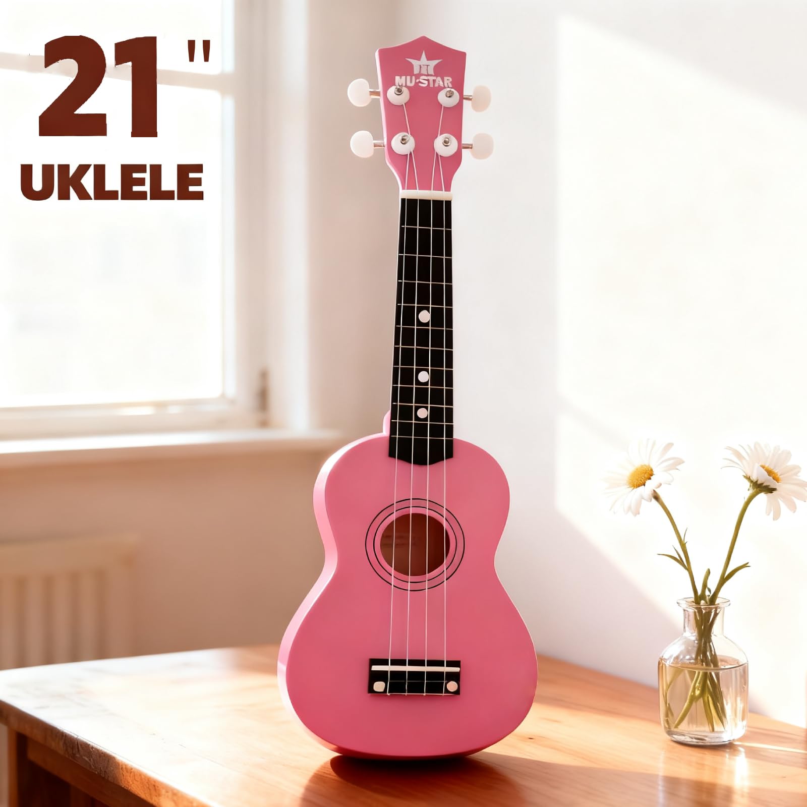 Hochglänzende Sopran-Lasenholz-Ukulele, 53,3 cm, Starter-Set für Anfänger mit Gigbag/Clip-Stimmgerät, Kinder-Ukulele, Ukulele, Hawaii-Mini-Gitarre für Kinder, Erwachsene und Anfänger