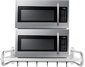 Dhouse Microwave Shelf Wall Mounted Stainless Steel Microwave Oven Rack with Hooks Microwave Shelf for Kitchen Home