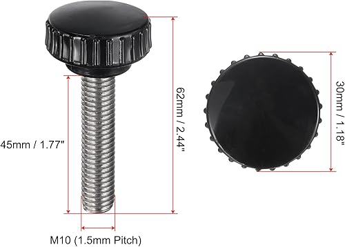 Miniatura 16 de uxcell Perillas de sujeción moleteadas M6 x 1.969 in métricas chapadas en zinc de acero al carbono rosca macho tornillo de pulgar en tipo 0.787 in