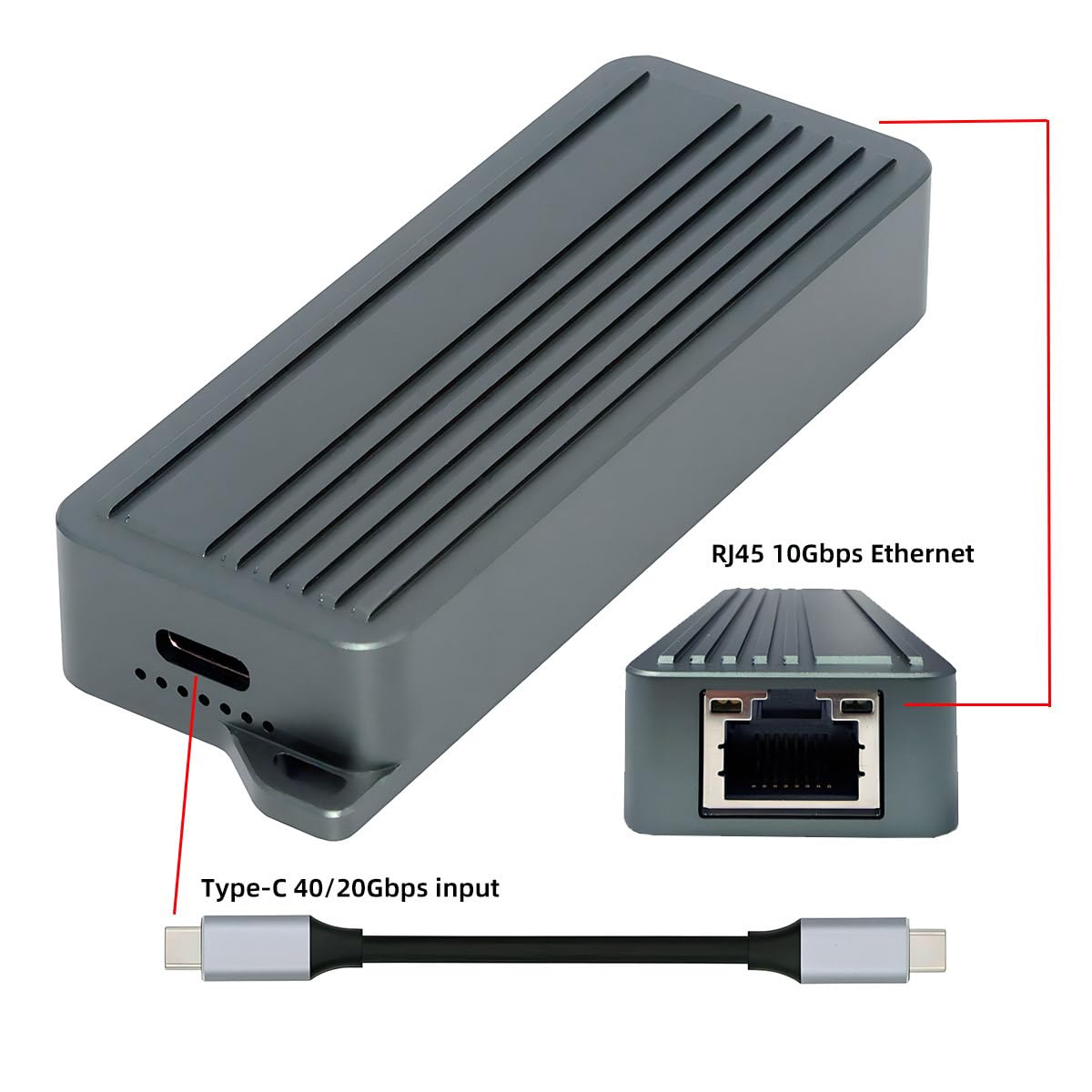 cablecc USB4 USB 3.2 Gen2 USB-C Type-C auf 10Gbps GBE Gigabit 10000Mbps 5Gbps 2.5Gbps Ethernet Netzwerk LAN Kabel Adapter RTL8159 für Desktop Laptop NAS