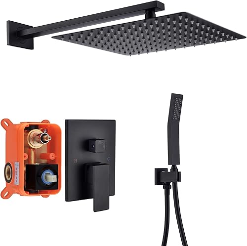 BB314B - Juego de ducha de acero inoxidable con ducha de lluvia y de mano, juego de molduras de ducha con válvula áspera, BB314B