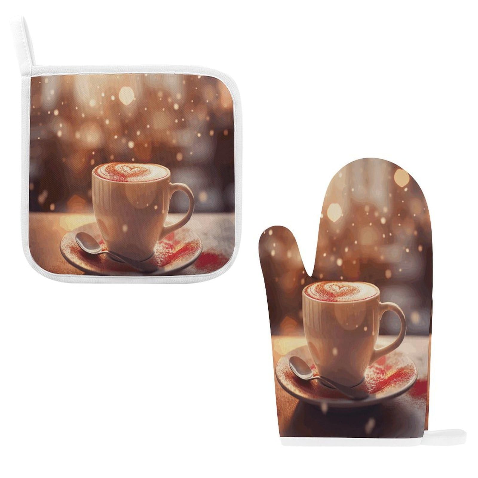 Btcowzrv Style Hearts Drawn On Coffee Oven Mitts And Pot Holders 2Pcs Set