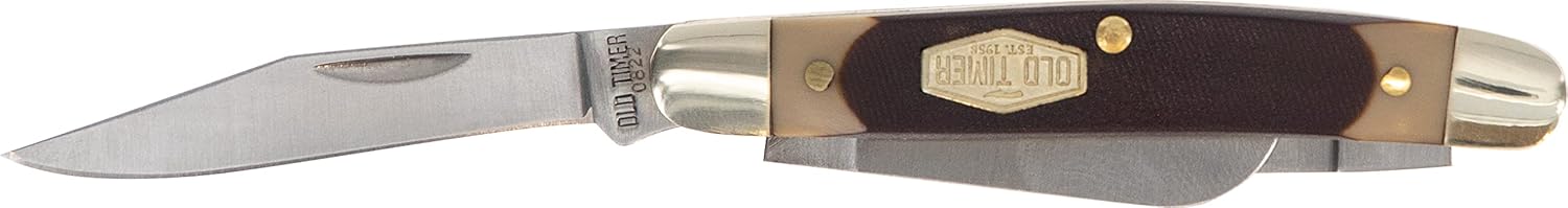 Old Timer 108OT Junior 3-Blade Folding Pocket Knife with Saw Cut Handle