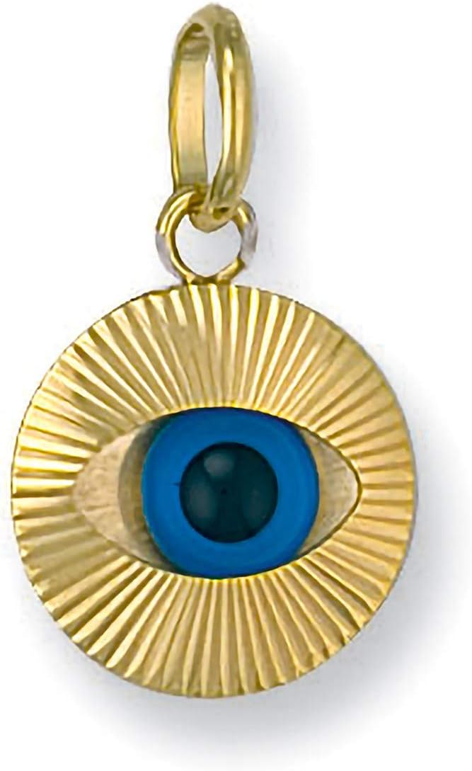 Genuine 9ct Yellow Gold Evil Eye Pendant 22mm