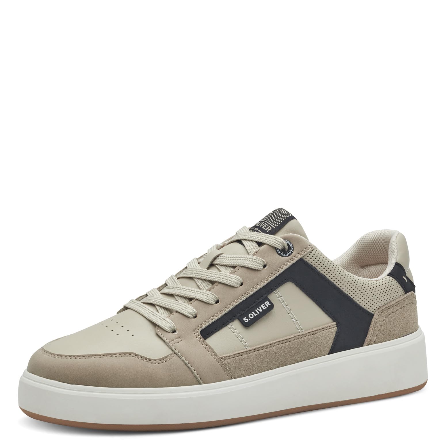 s.Oliver Men's Trainers Flat with Laces Leisure, Beige Comb, 8 UK