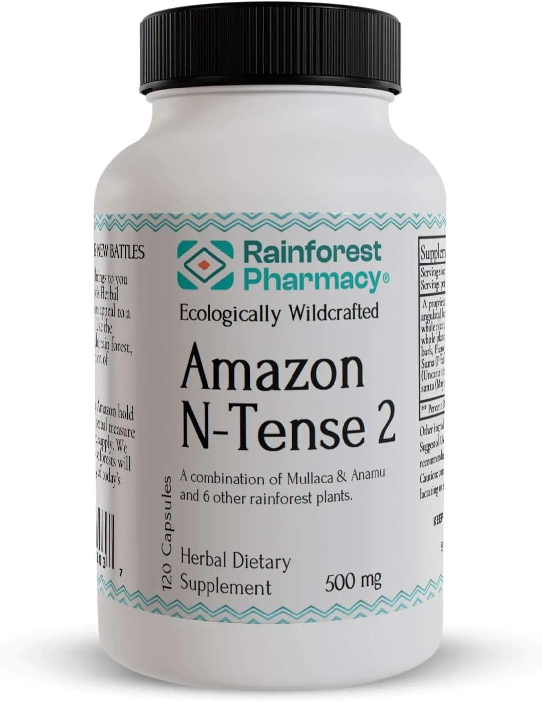 Rainforest Pharmacy N-Tense (2) Wildcrafted Amazon Rainforest Herbal Supplement to Support Cellular Health 500mg | 120 Vegetable Capsules with Mullaca, Anamu, Cat’s Claw, Suma
