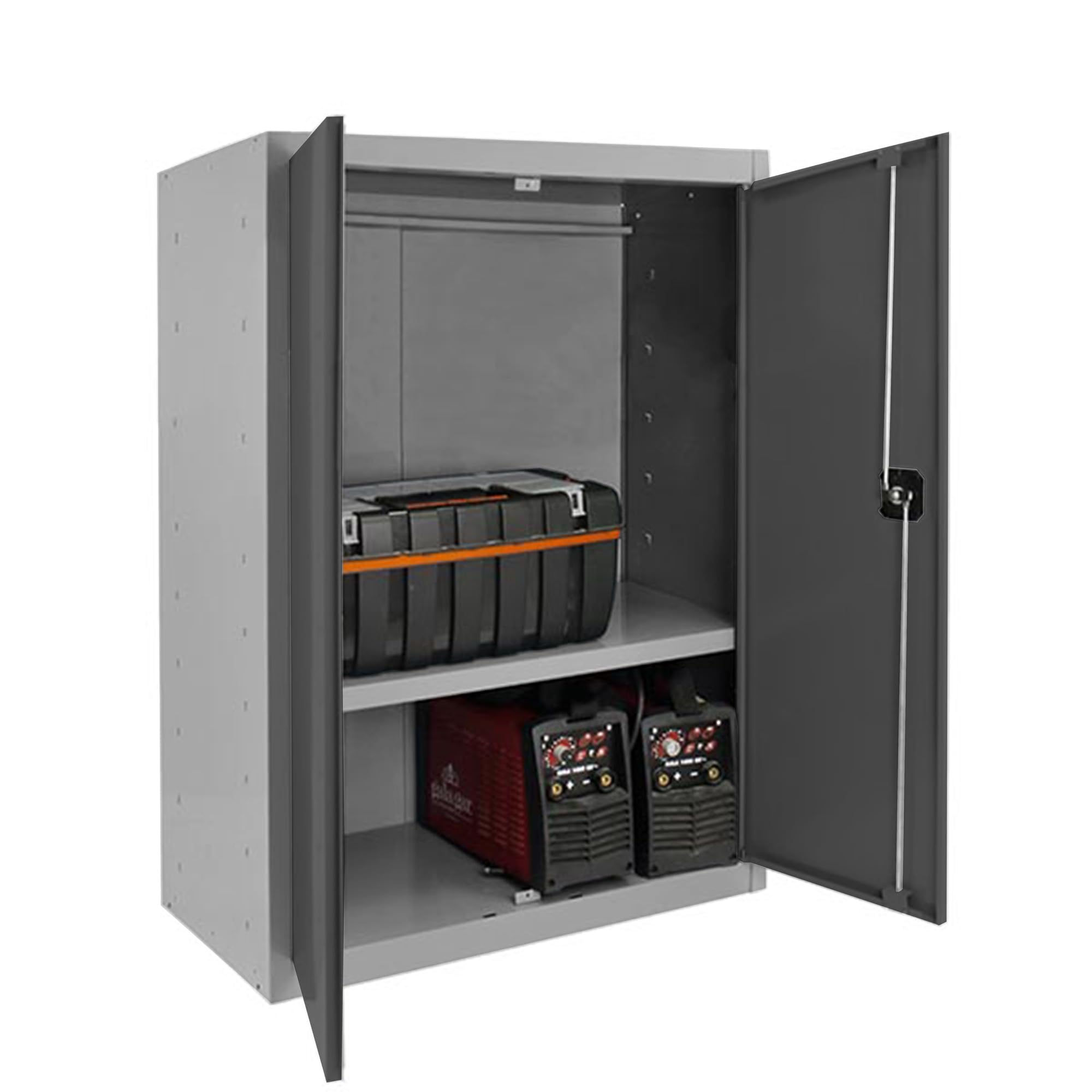 Simon Rack Armario Metálico Garaje 900x800x400 mm - Simonlocker | 2 Puertas, 1 Estantes, Incluye 2 Llaves, Gris/Antracita, Pintura anticorrosión