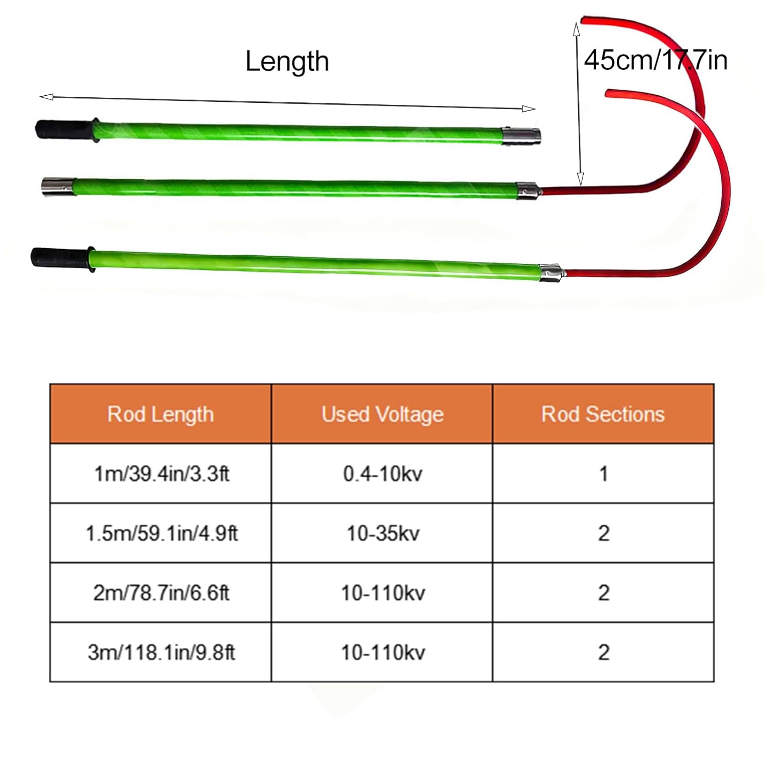 Professional Insulated Rescue Hook, Epoxy Resin, Non-Conductive Electrical Safety Life-Saving Pole Stick, for ​​Substation/Fire/Construction(1m/39.4in/3.3ft)