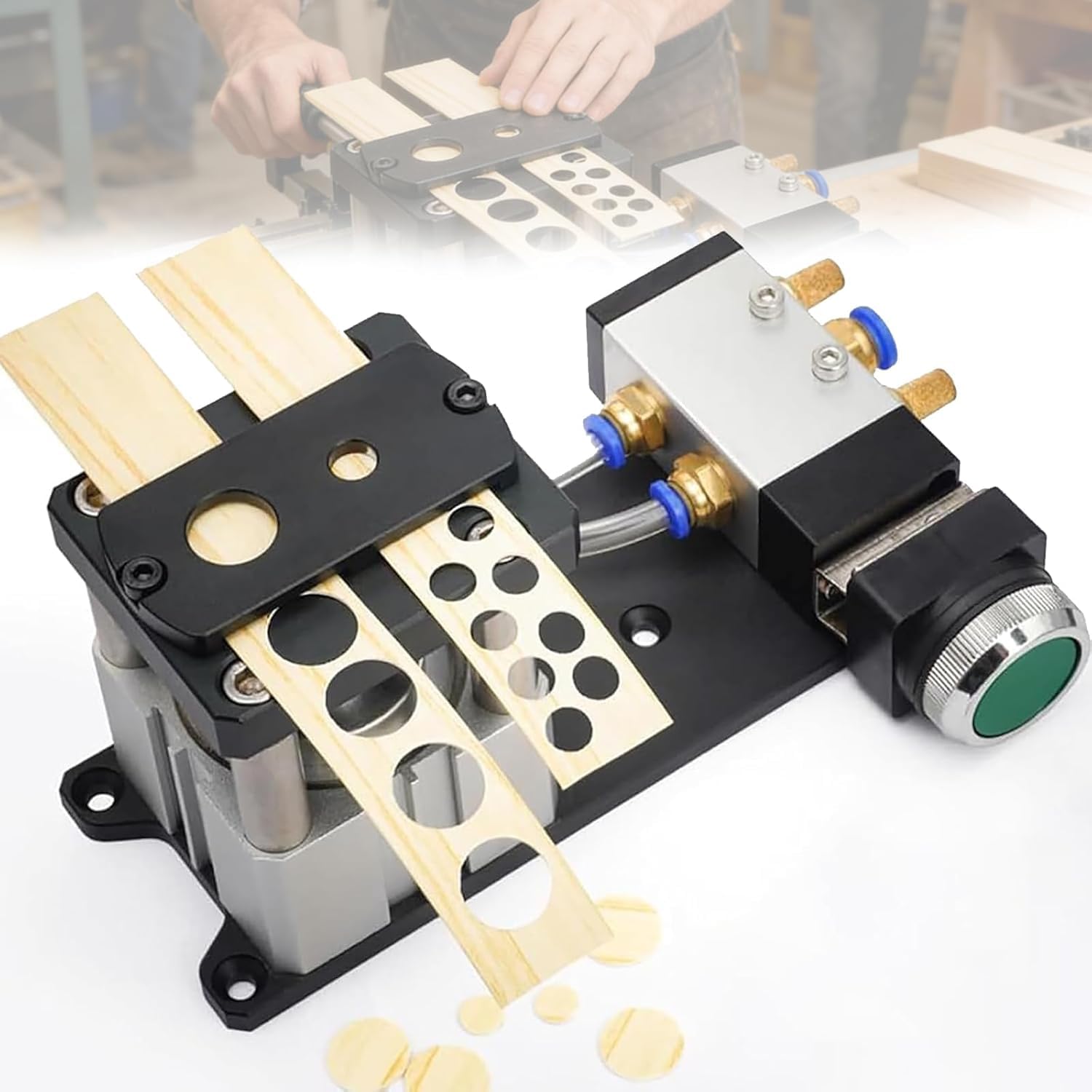XCSCUK Pneumatic Edge Bander Hole Guide Machine,Edge Banding Punching Hole Machine,8mm& 15mm Hole Punch Tool, for Woodworking