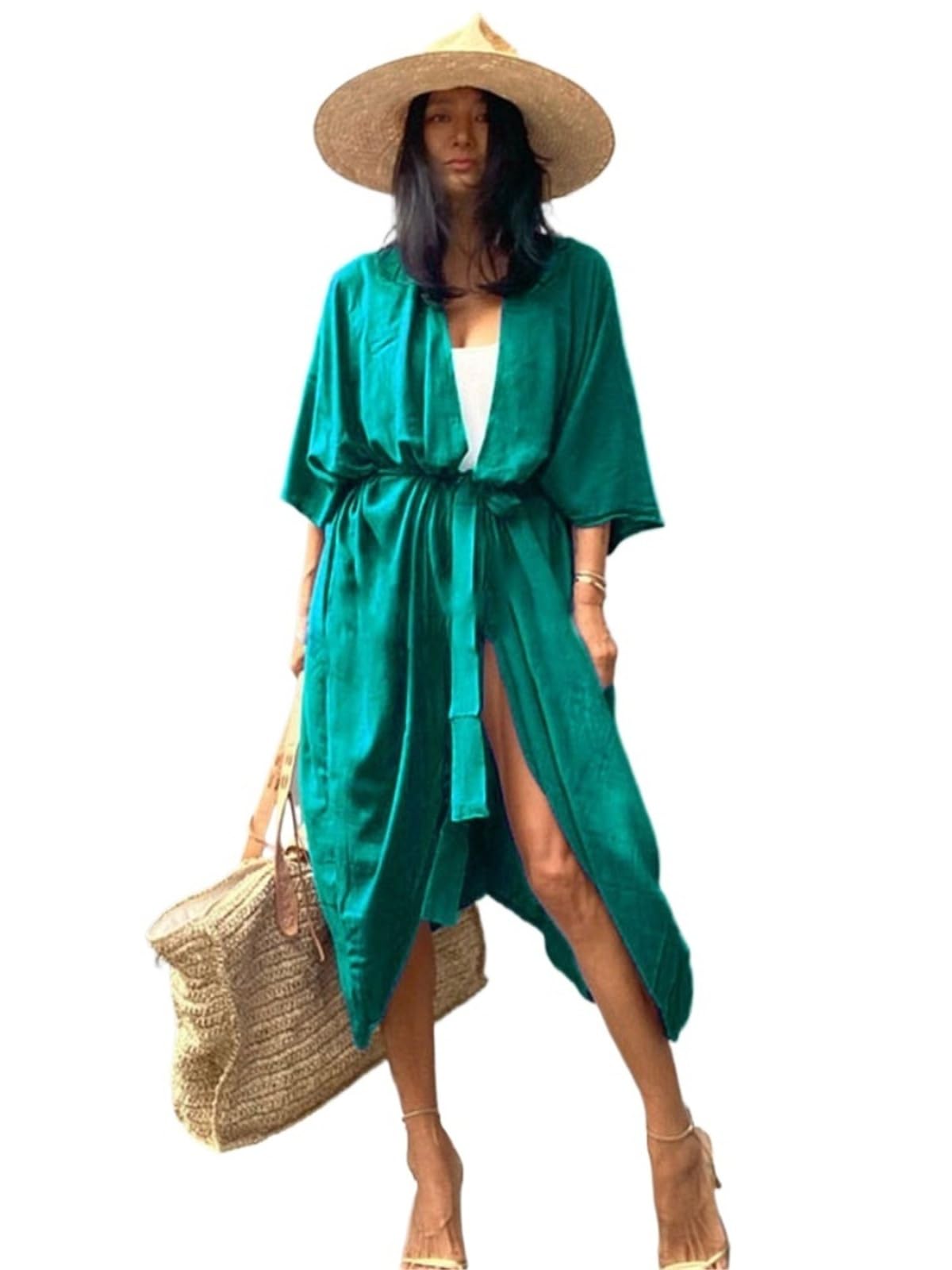 Pareo Femme Plage Plage Couvrir Kimono Femmes été paréo Maillot de Bain Cape Solide Tunique Robes Maillots