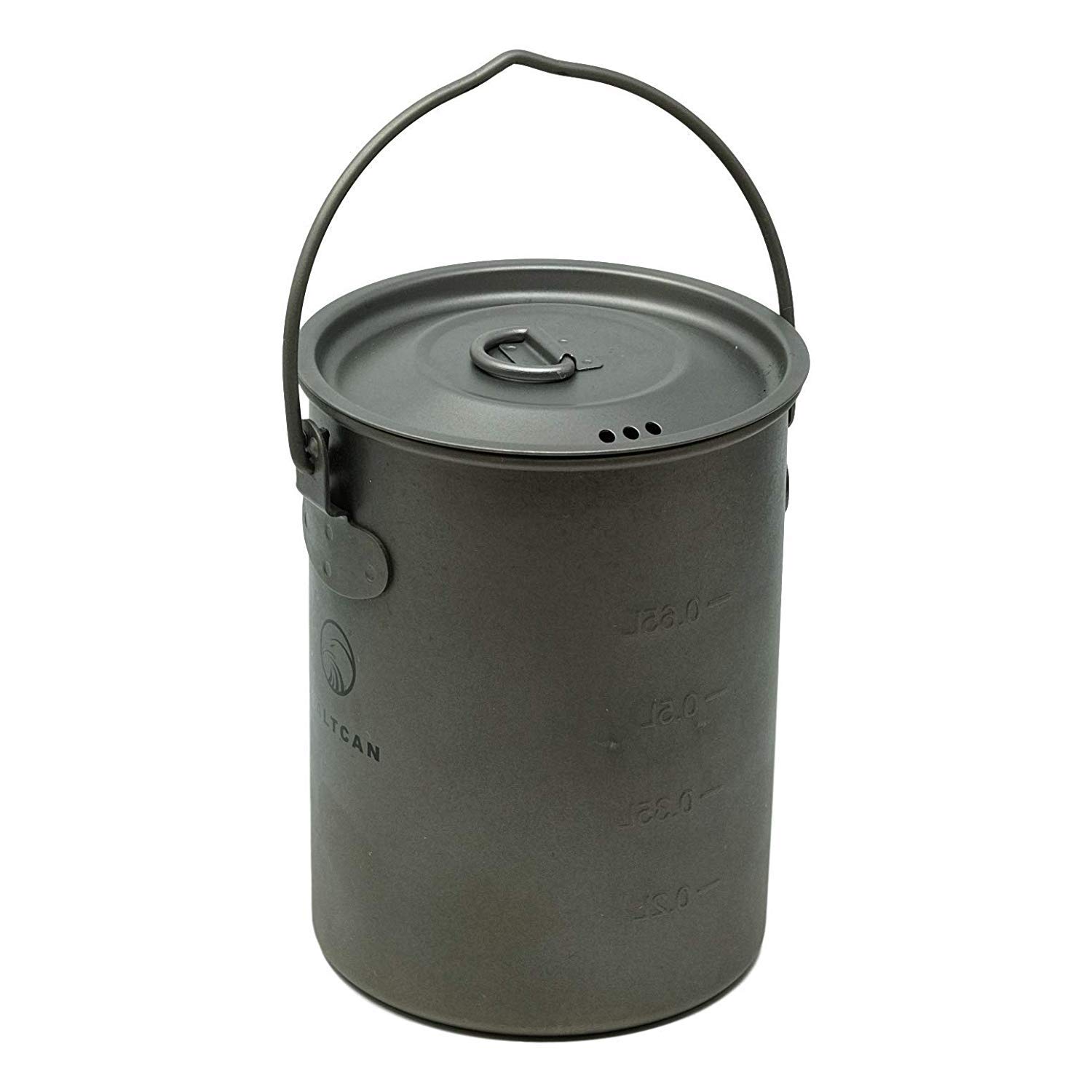 Valtcan 900 ml Titan-Topf zum Kochen und Trinken aus einem Topf, 134 g ultraleicht, dickere Stärke 1 Ti, ausgerichteter Bügelgriff, Deckel mit Dampflöchern, Lagerfeuer und Herd, Netzbeutel