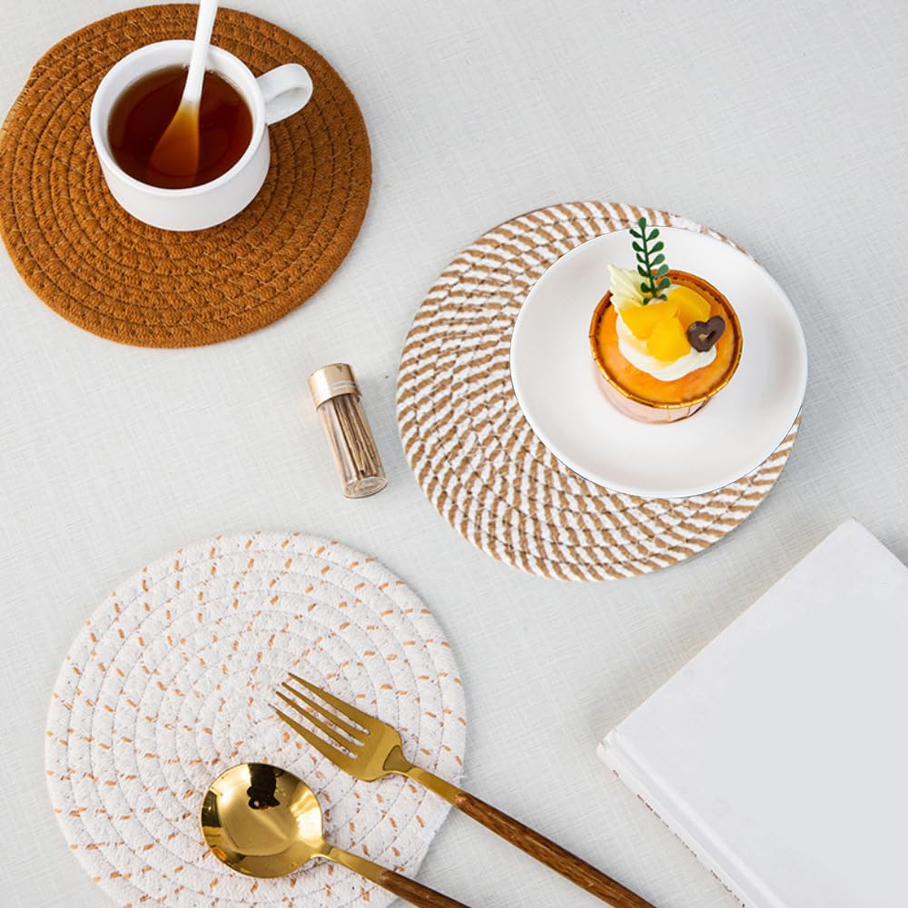 Lot De 8 Dessous De Plat En Fil De Coton, Dessous De Plat Ronds