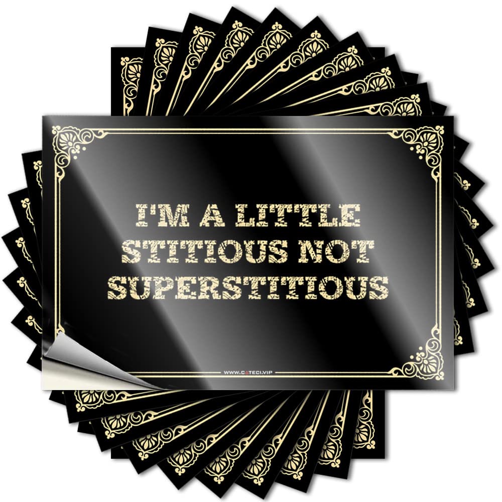 Fzfn Men's Colour Sticker Desk Decor For Waterproof Vinyl Sticker | I'm A Little Stitious Not Superstitious Happy Hat For Hunting Diy Projects(12X18cm)
