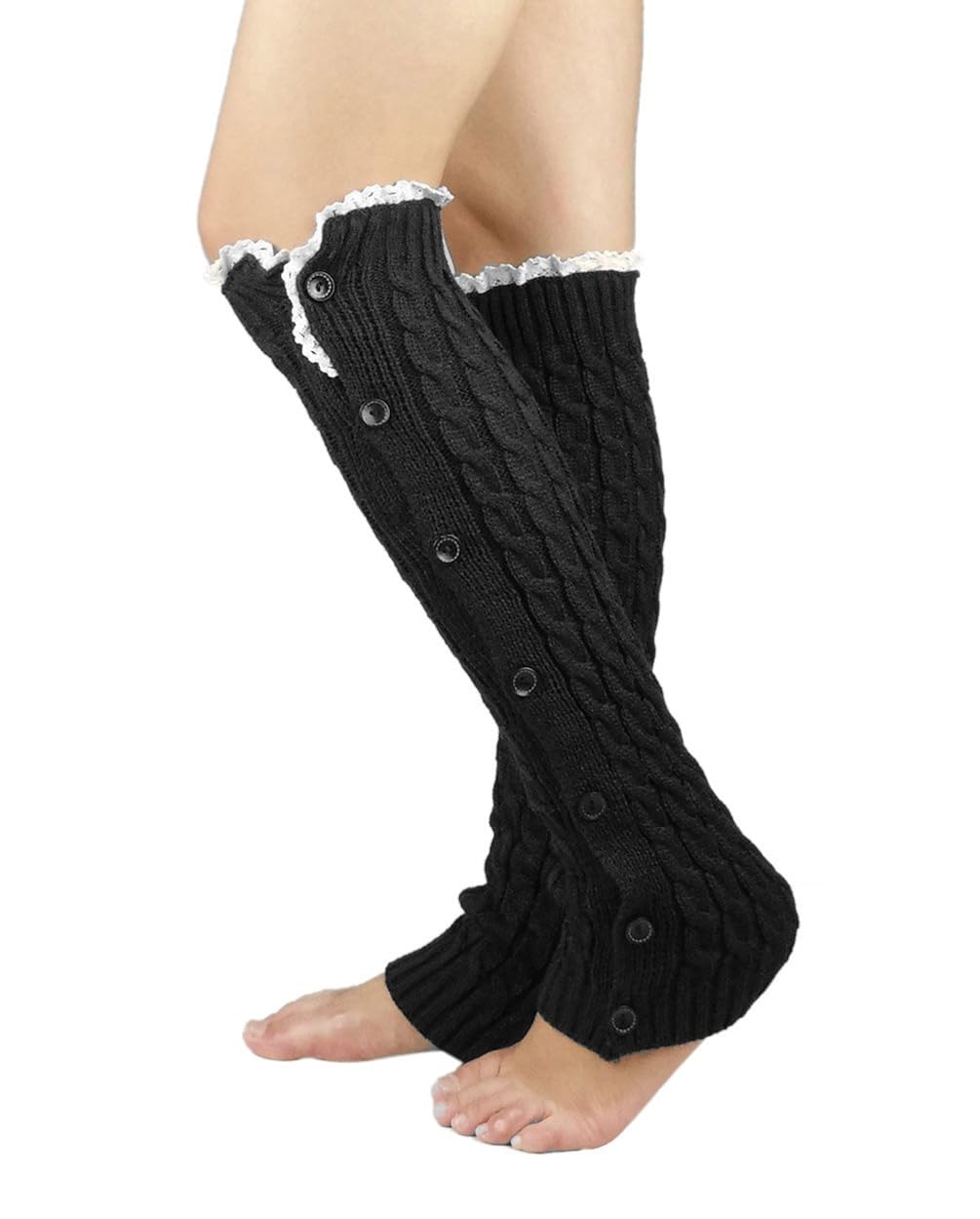 Buy NOVAWO Women's Soft Lace Leg Warmers leggings (Black) at Amazon.in
