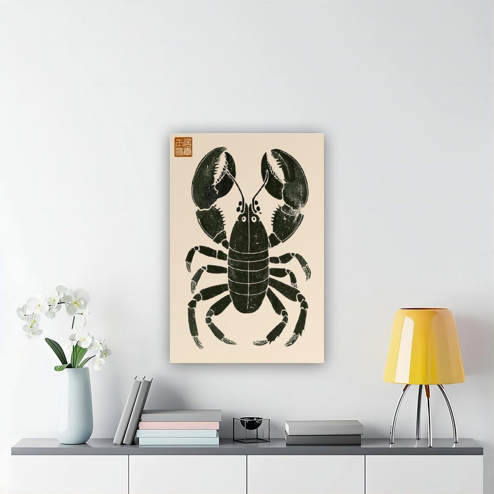 Stampa artistica da parete a forma di aragosta con inchiostro giapponese, per soggiorno, camera da letto, 40 x 60 cm