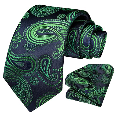 Image of HISDERN Ties for Men Paisley Floral Tie Handkerchief Classic Woven Business Formal Necktie and Pocket Square Set Wedding