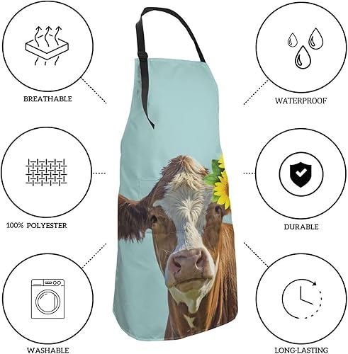 Miniatura 6 de Delantal de cocina de chef impermeable con bolsillos para adultos, delantales de cocina para barbacoa, regalos personalizados para hornear