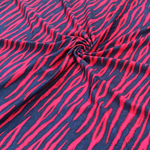 FABRIC.MVP Stripes Tissu au mètre, Bleu & violet,Motif Zèbre De La Peau,Tissu en coton jersey extensible pour Vêtements et les Textiles de Maison et les de l'Art & l'Artisanat (A, 50x150cm) Cover