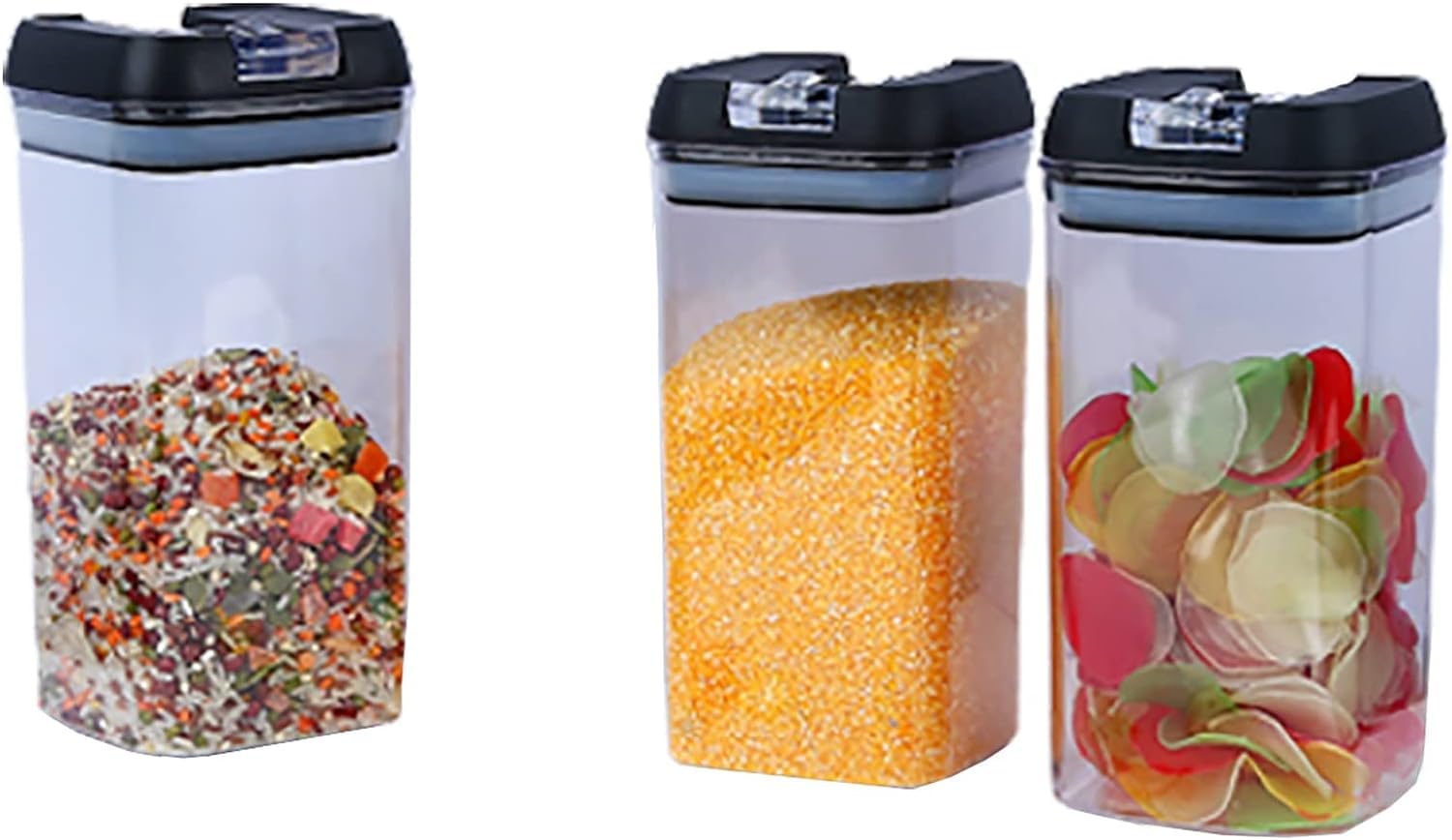 Set di contenitori per Alimenti da 1,2 Litri, contenitori Organizer per Frigorifero, Trasparenti, in Bianco e Nero, a Prova di perdite, ermetici, da Cucina, con Chiusura Facile, in Materiale