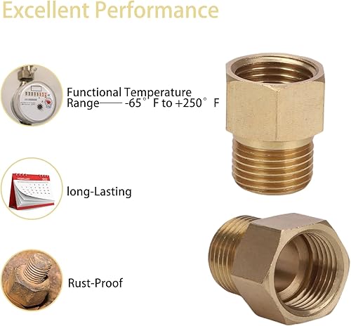 Miniatura 6 de 2 piezas de buje hexagonal reductor de latón, accesorio de tubería roscado de 12 "G macho a 12 "G hembra, convertidor de adaptador de tubo de