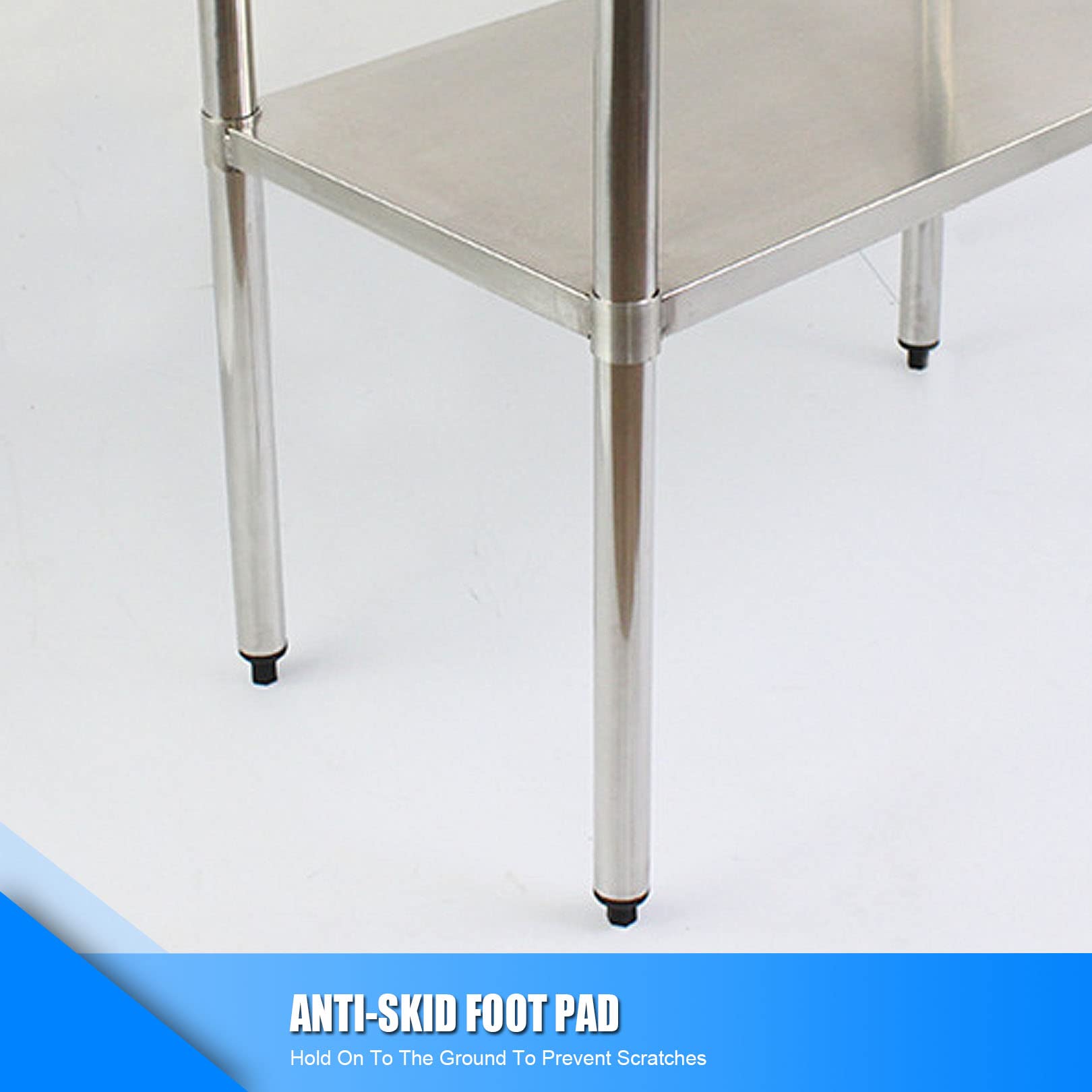 Mesa de trabajo Mesa de trabajo de acero inoxidable para preparación de cocina comercial Banco de trabajo con mesa de trabajo de estante inferior plateada para restaurante de cocina comercial