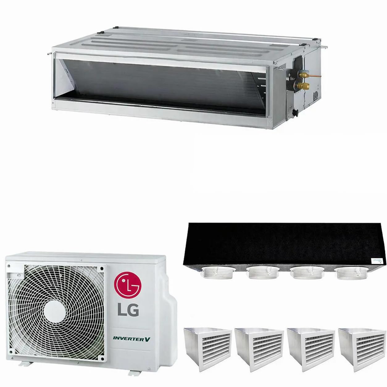 Condizionatore Canalizzato Econo 24000 BTU Inverter R32 A++ con Kit Plenum 4 uscite – Climatizzatore in Pompa di Calore Mod. CM24F.NA0