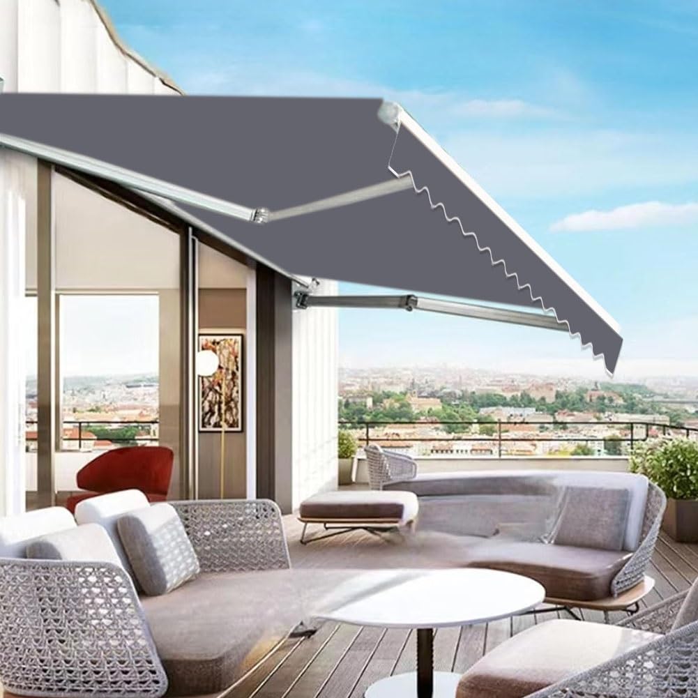 Wysuwana markiza zapasowa tkanina - 3 - 6 m, patio osłona przeciwsłoneczna na taras, balkon - szara tkanina schronienia, 4,5 x 2,5 m