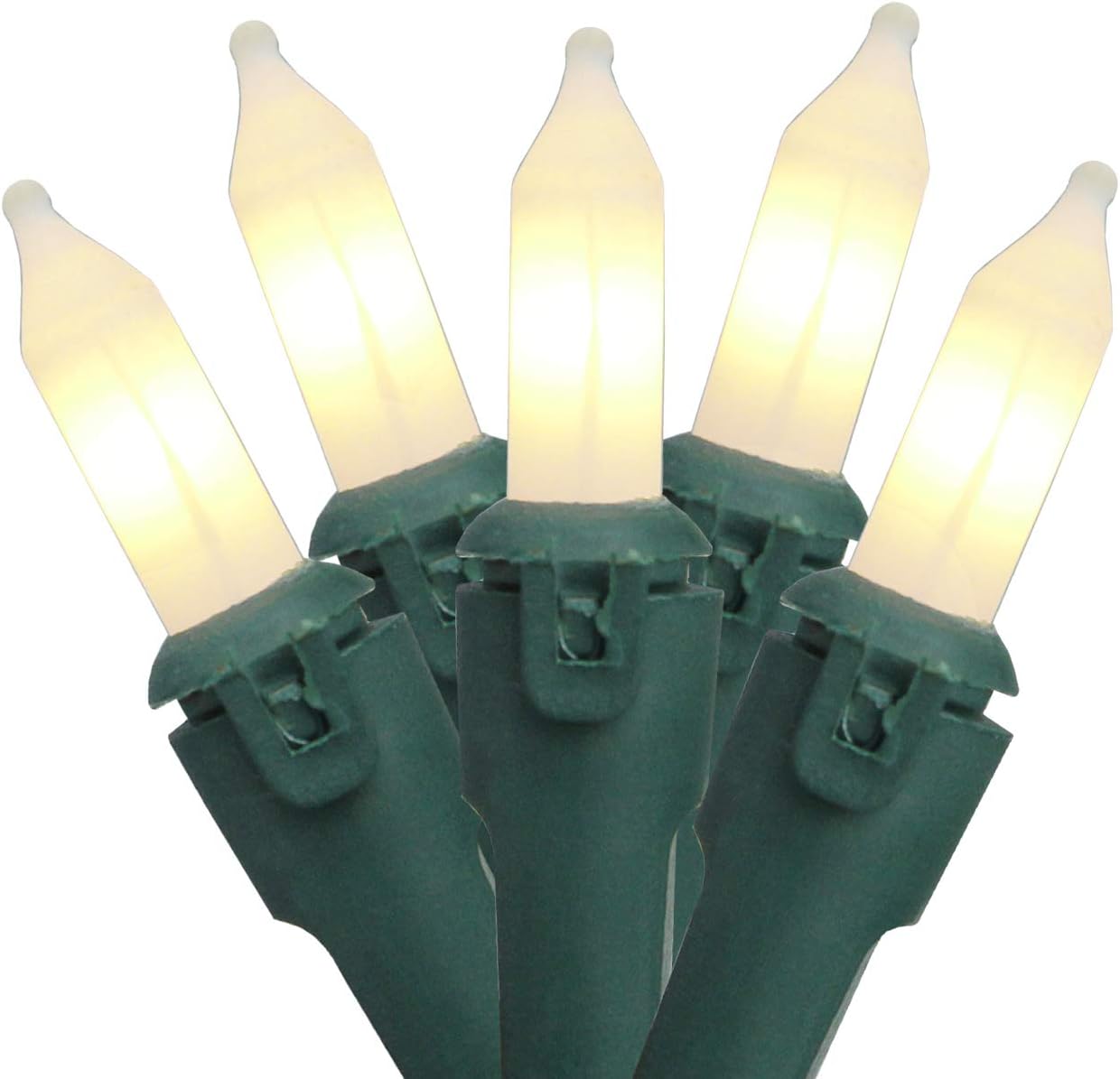 Bethlehem Lighting 50-Count Frosted White Commercial Grade Mini Christmas Light Set, 22.3ft Green Wire