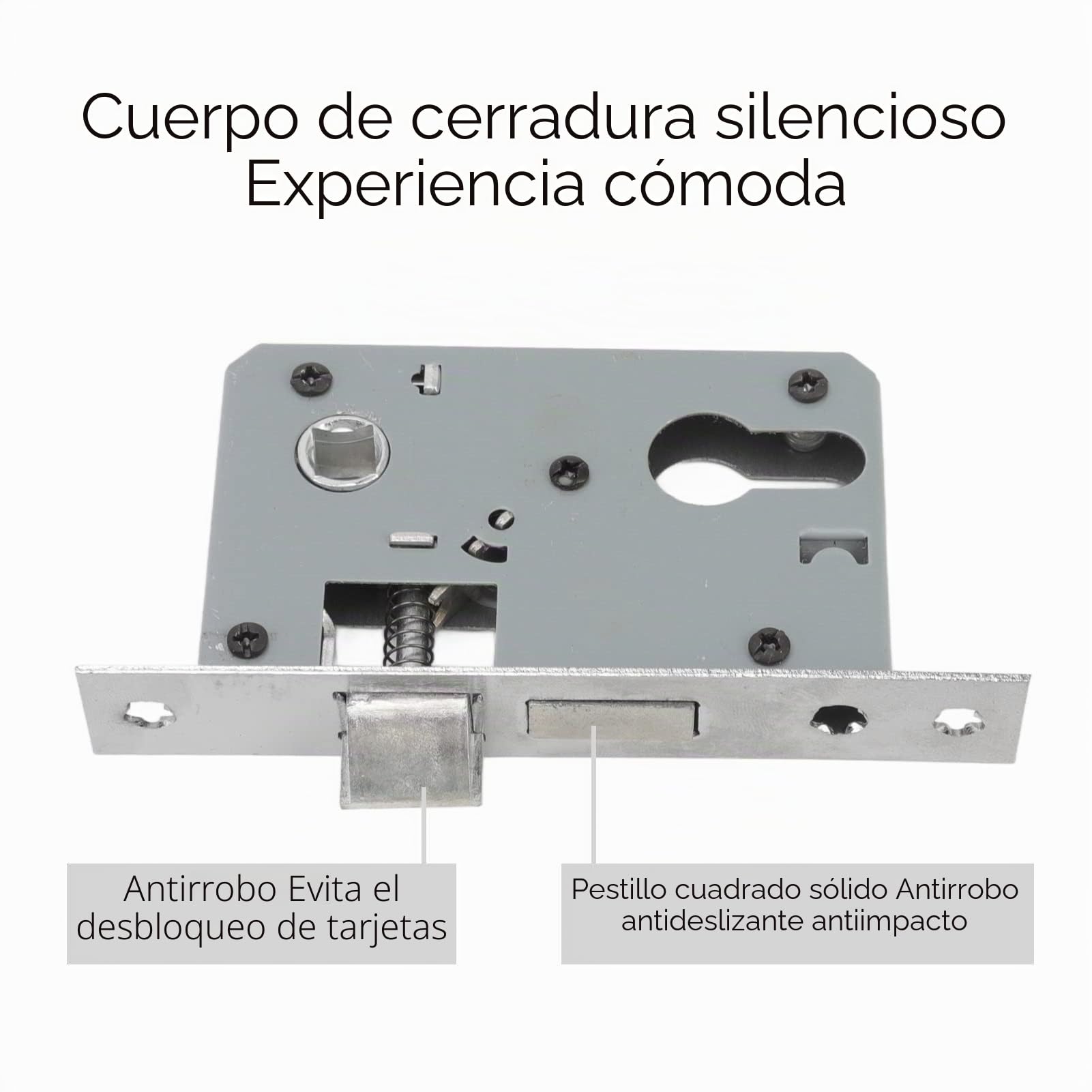 Juego de Cerradura de Manija de Puerta de Rodamiento Silencioso de Acero Al Manganeso con Llaves para el Hogar Dormitorio Negro Universal