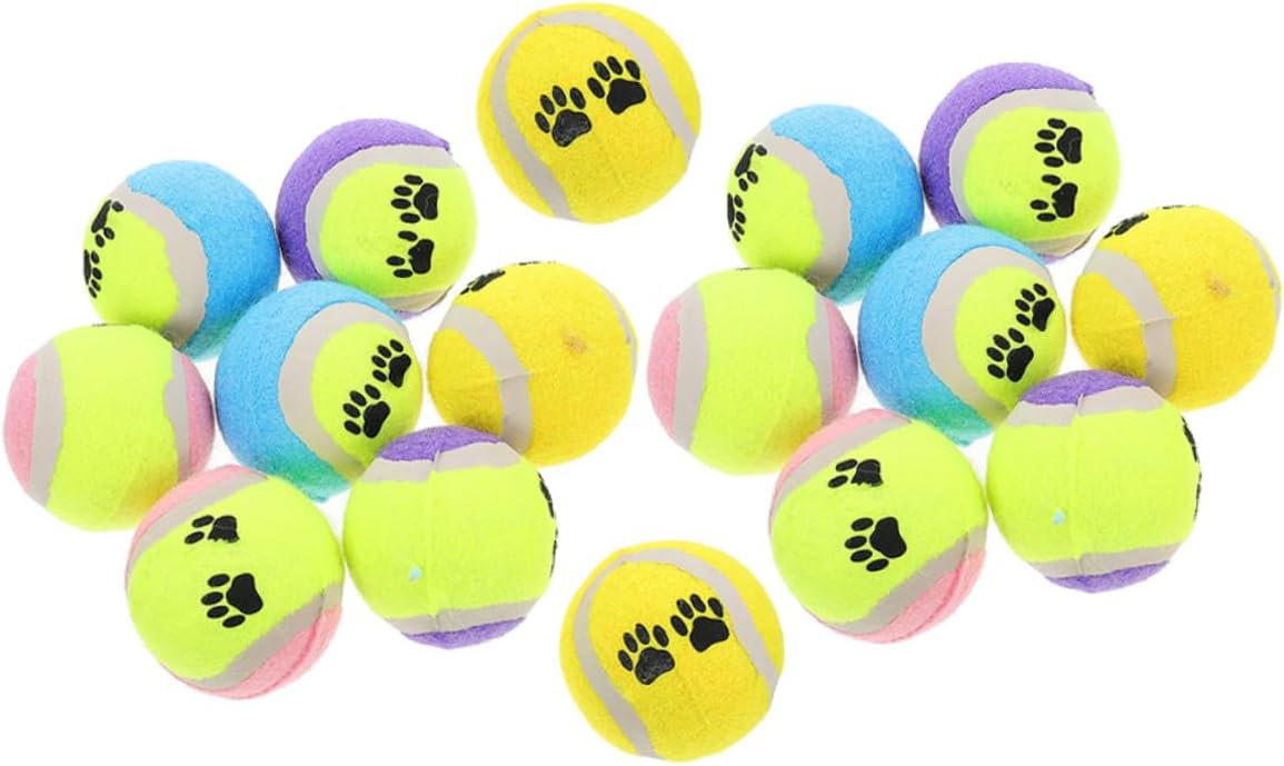 UPKOCH 16pcs Dog Plush Tennis Balls Pet Training Rubber Interactive Fetch Balls 7cm Diameter Suitable for Medium Dogs Outdoor Play Random Color