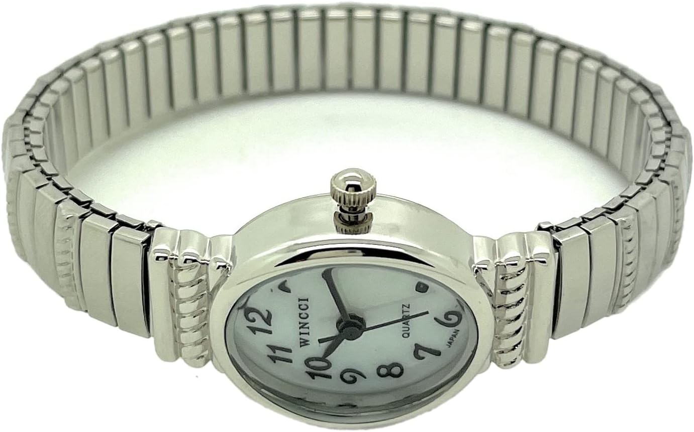 Ladies Classic Small Oval Stretch Elastic Band Analog Quartz Fashion Watch