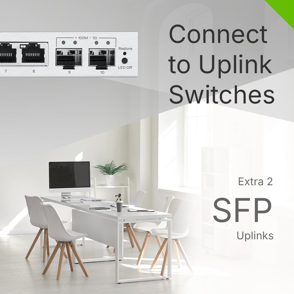 Zyxel Switch Ethernet 8 Porte | Switch Gigabit Web Managed | 2x SFP Uplinks | QoS, Link Aggregation, VLAN, IGMP Snooping | Senza ventola | Desktop [GS1200-10v3]