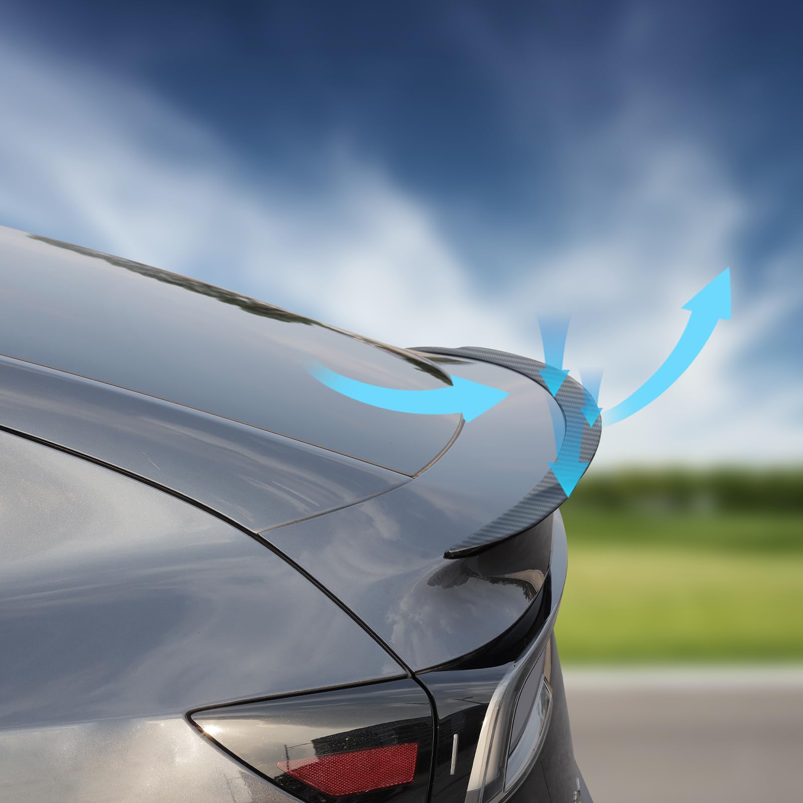 TOPABYTE Spoiler per Tesla Model Y Juniper 2025 2026 Nuova serie di Lancio Accessori Performance Originale Spoiler Posteriore Wing Lip Tail (Fibra di Carbonio Opaca)