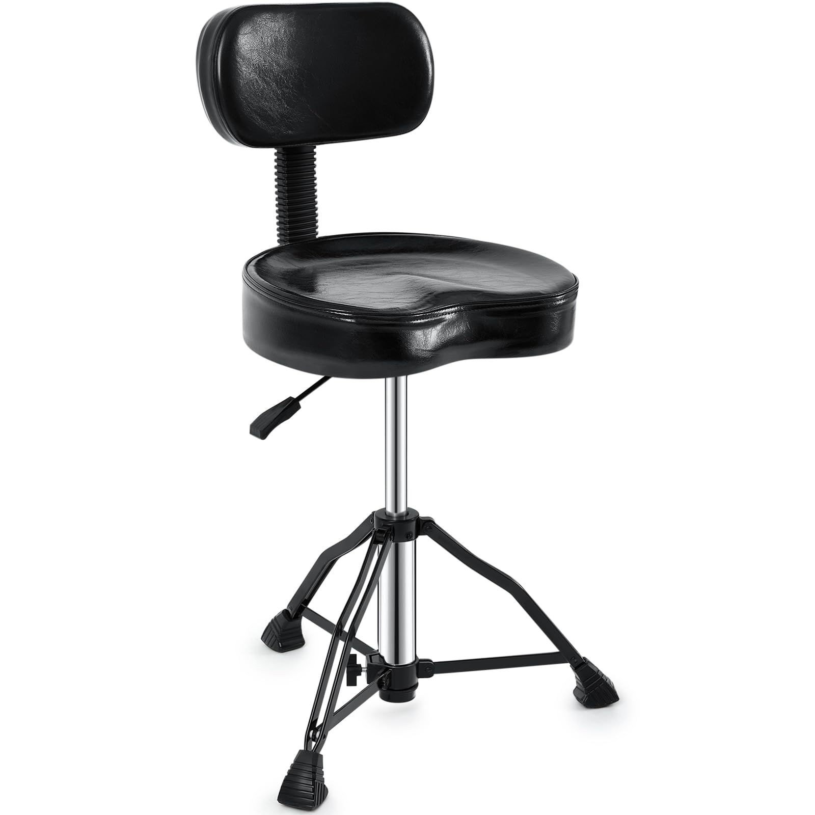 SintuffDrum Throne with Backrest Padded Hydraulic Drum Chair Height Adjustable Drum Stool with Stable Bass Comfortable Memory Foam Drum Seat for Adult Drummers Guitar Players(Black,Apple Style)