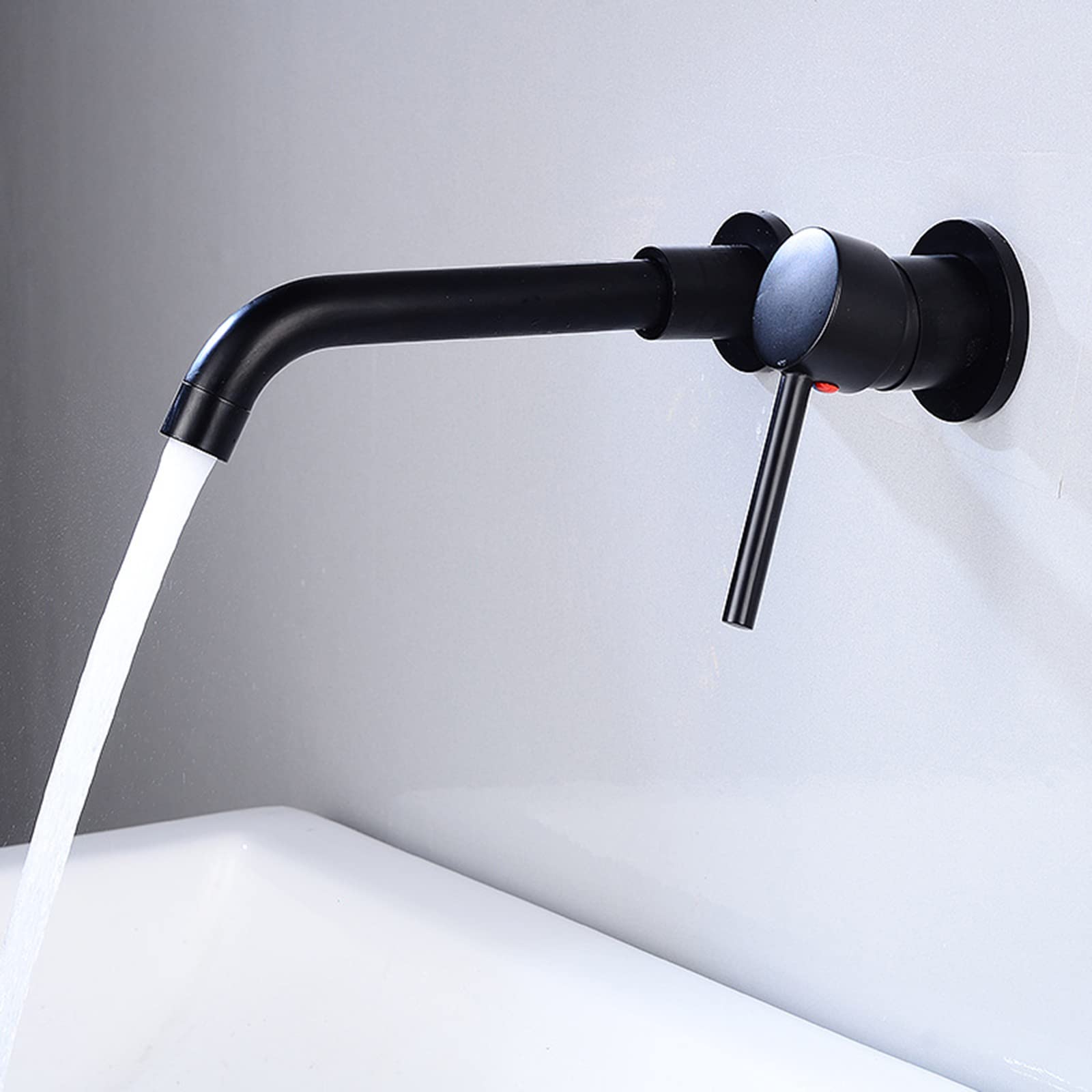 Mitigeur de baignoire noir mural de 20 cm au design siamois épuré