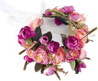 YAZILIND Flower Wreath Headband Floral Garland Bridal Flower Garland for...