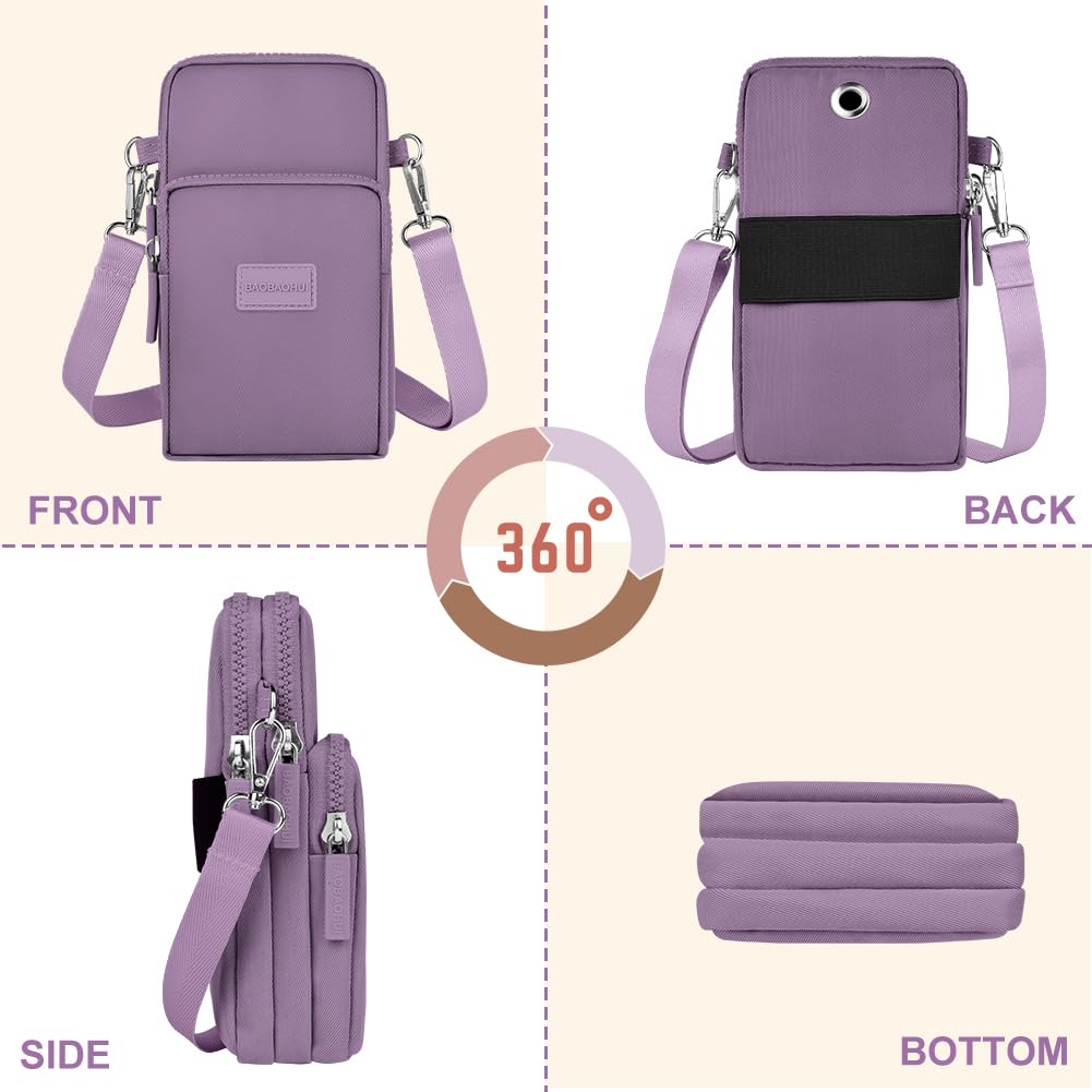 Aucuu Borsa a Tracolla da Donna in Nylon, Mini Borsa a Tracolla con Cinghie Regolabili Staccabili, Fascia da Braccio per Cellulare con Porta Cuffie per Cellulari Sotto i 7"