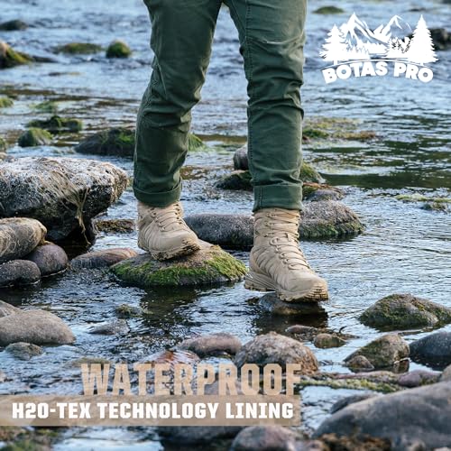 Image of Waterproof Tactical Boots Men, Breathable Outdoor Lightweight Military Hiking Work Boots for men