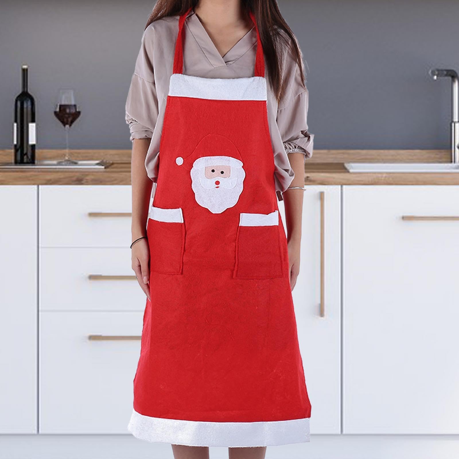 Qianly 4X Weihnachts Weihnachtsmann Schürzen, Koch Familienschürzen für Koch Gartenparty