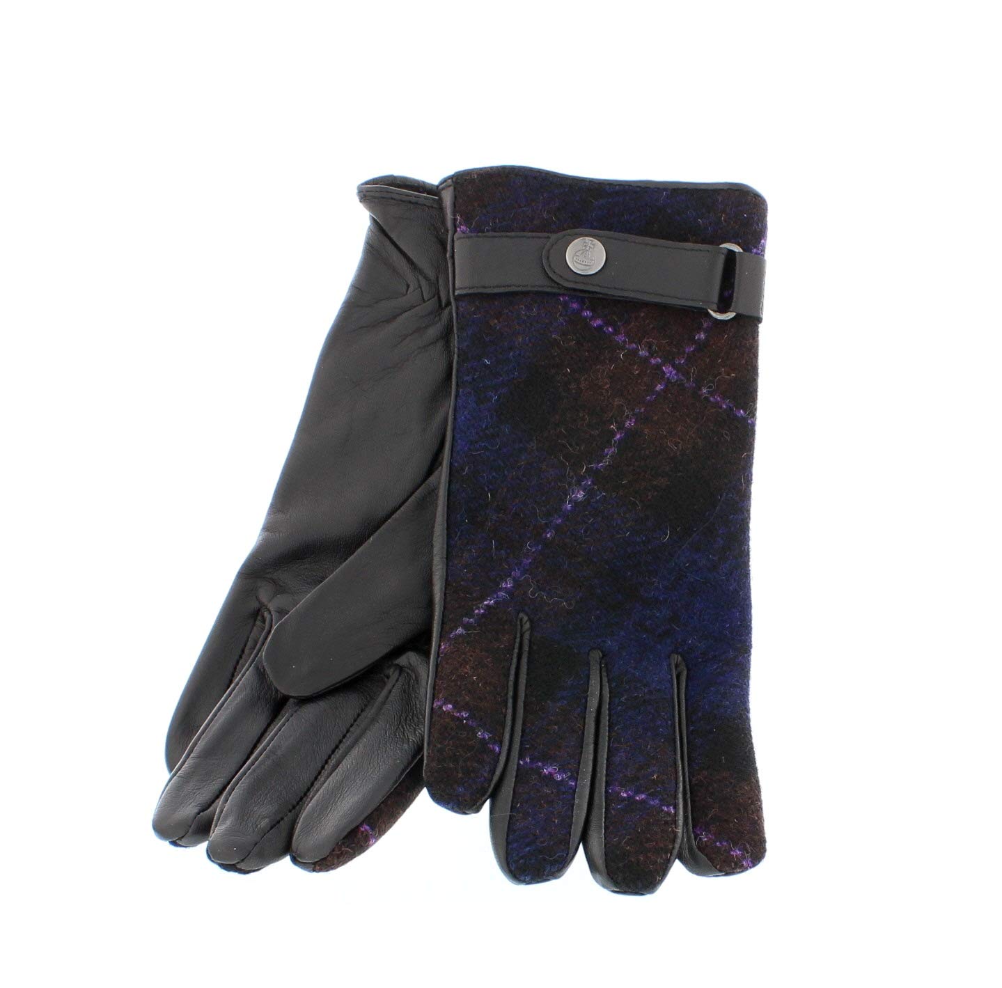Failsworth Ladies Harris Tweed & Leather Gloves (Small/Medium, Purple)