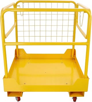 Forklift Safety Cage 36x36 Inch, 1200 LBS Forklift Man Basket Work Platform with 4 Wheels, Collapsible Platform Lift Basket Provide Safety for Most Aerial Jobs