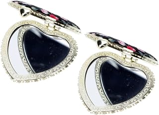 XXXDXDP 2pcs Heart Shape Folding Pocket Double Sided Makeup Ladies Portable Compact Pocket Handheld
