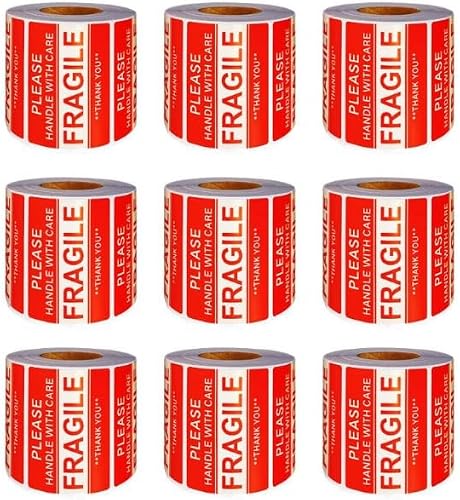 Fragile tape sticker 4500 pcs - 9 pack of 500 stickers