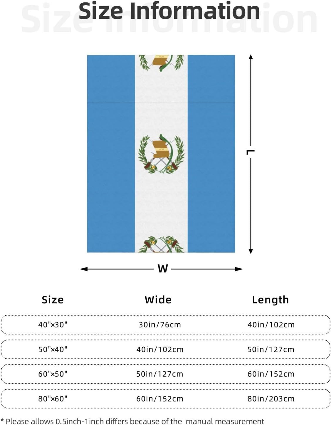 Flag of Guatemala Decorative Gift Blanket, Sofa Bed Living Room Camping Travel Blanket (50 * 40 inches), Flannel Children's Blanket,