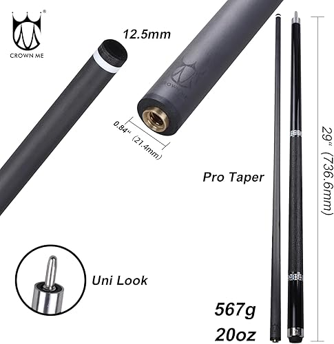 Miniatura 28 de CROWN ME Carbon Fiber Pool Cue Stick, 12.5mm Tip Soft Grip Billiard Carbon Fiber cue, Weight 20OZ Cue Stick, 58" Pool Table Sticks