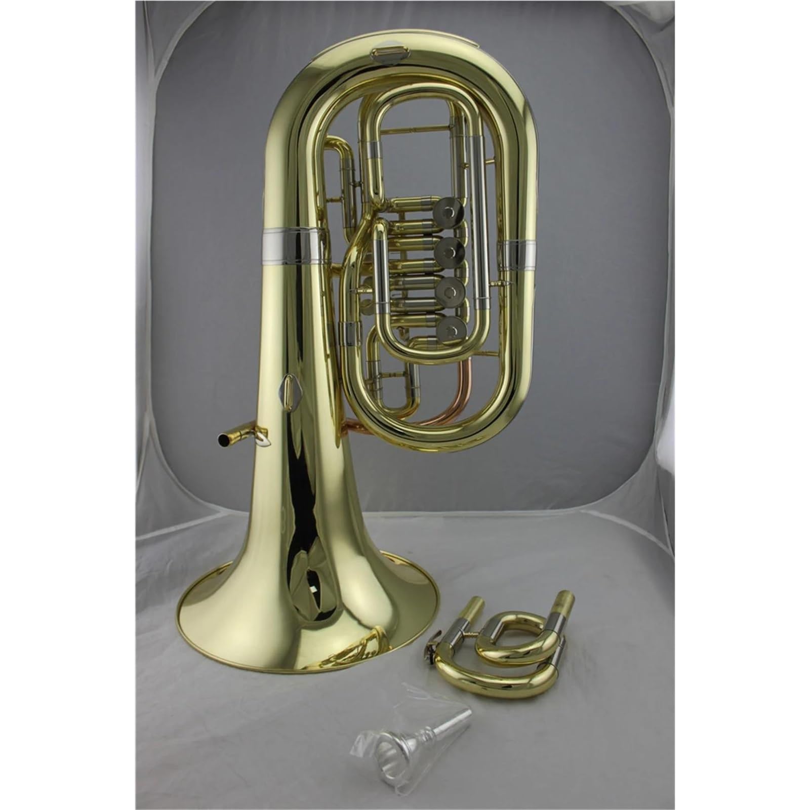 Eufonium Instrumenty Muzyczne Złoty Lakier Obrotowy Euphonium 4 VALVE Ton C/Bb Odpowiedni Dla Dorosłych Początkujących Profesjonalne Wykonanie