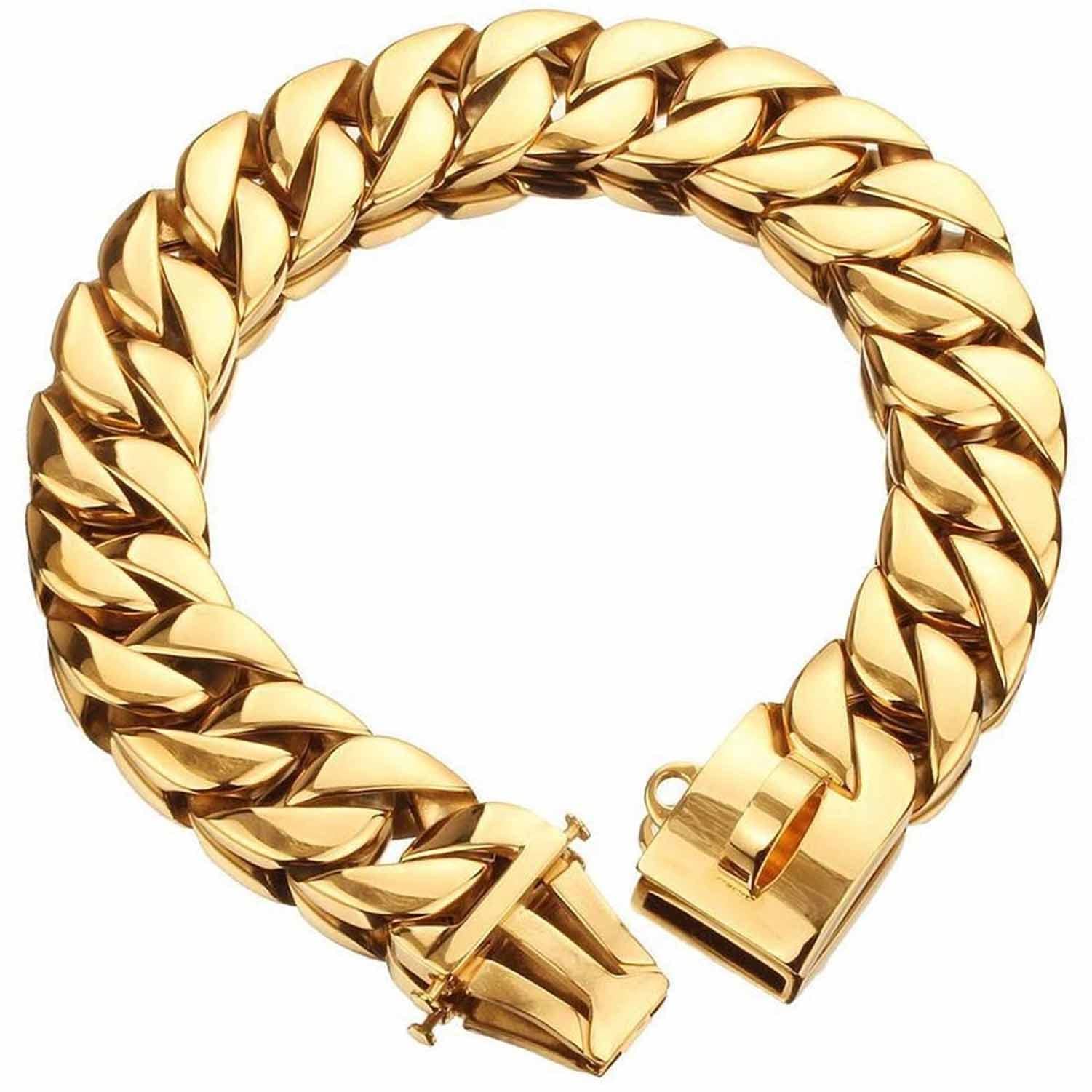 Collar de cadena for perros grandes, cadena cubana for perros con cierre de seguridad, 32 mm de ancho, resistente, resistente a la masticación, for perros medianos y grandes, pastor alemán p