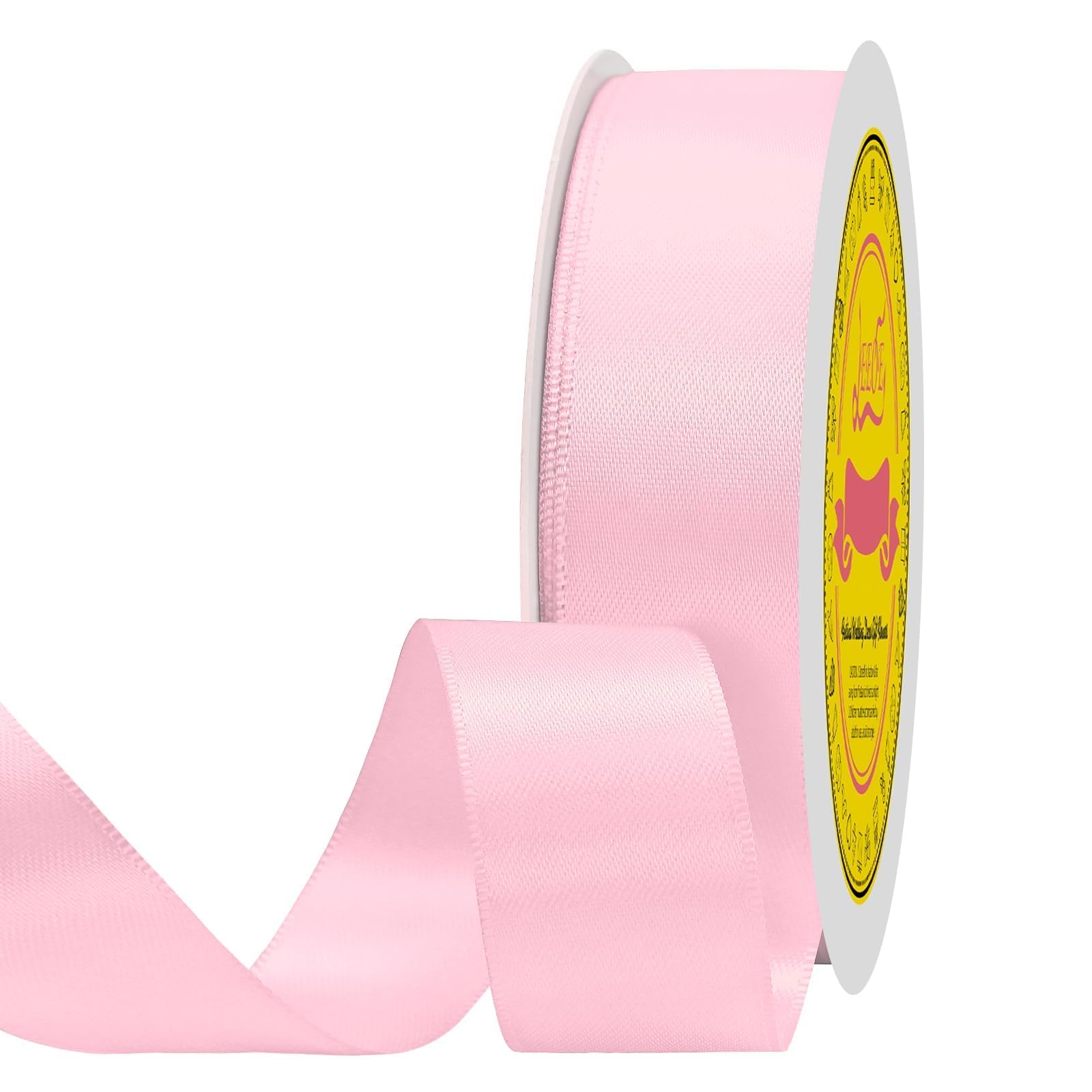 Double Face Light Pink Satin Ribbon 7/8 inch X 100 Yards Polyester Light Pink Ribbon for Gift Wrapping Very Suitable for Weddings Party Hair Bow Invitation Decorations and More