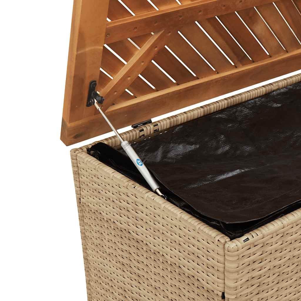 vidaXL Contenitore da Giardino Beige 110x50x54 cm Polyrattan e Acacia